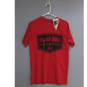 NEW Oscar Mike Red T-shirt Graphic Veteran USA M